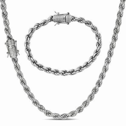 HarlemBling MOISSANITE Rope Chain Necklace Or Bracelet Iced Out Clasp - 925 Silver - 6mm - 7-30"