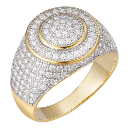 HarlemBling MOISSANITE Round Classic Iced Out Ring - 14k Gold Vermeil 925 Silver