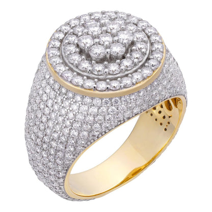 HarlemBling MOISSANITE Round Cluster Iced Out Ring - 14k Gold Vermeil 925 Silver Two Tone