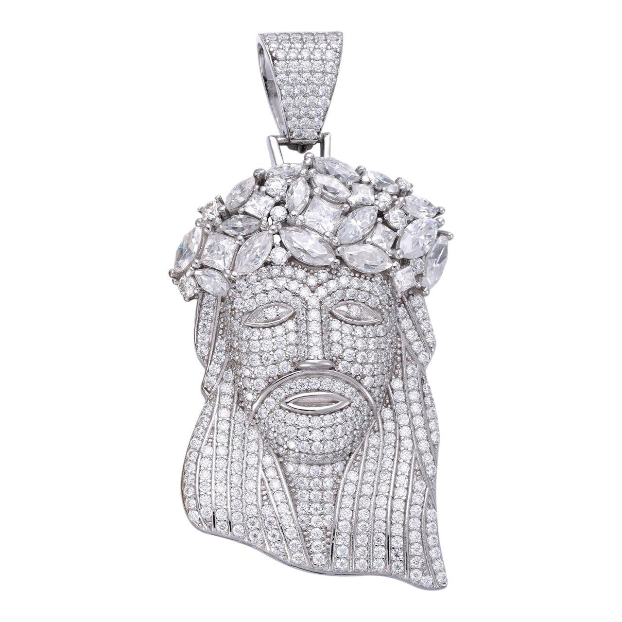 HarlemBling MOISSANITE Royalty Jesus Piece Fully Iced Out Pendant - 925 Silver - 3 Sizes 1.5"-3"