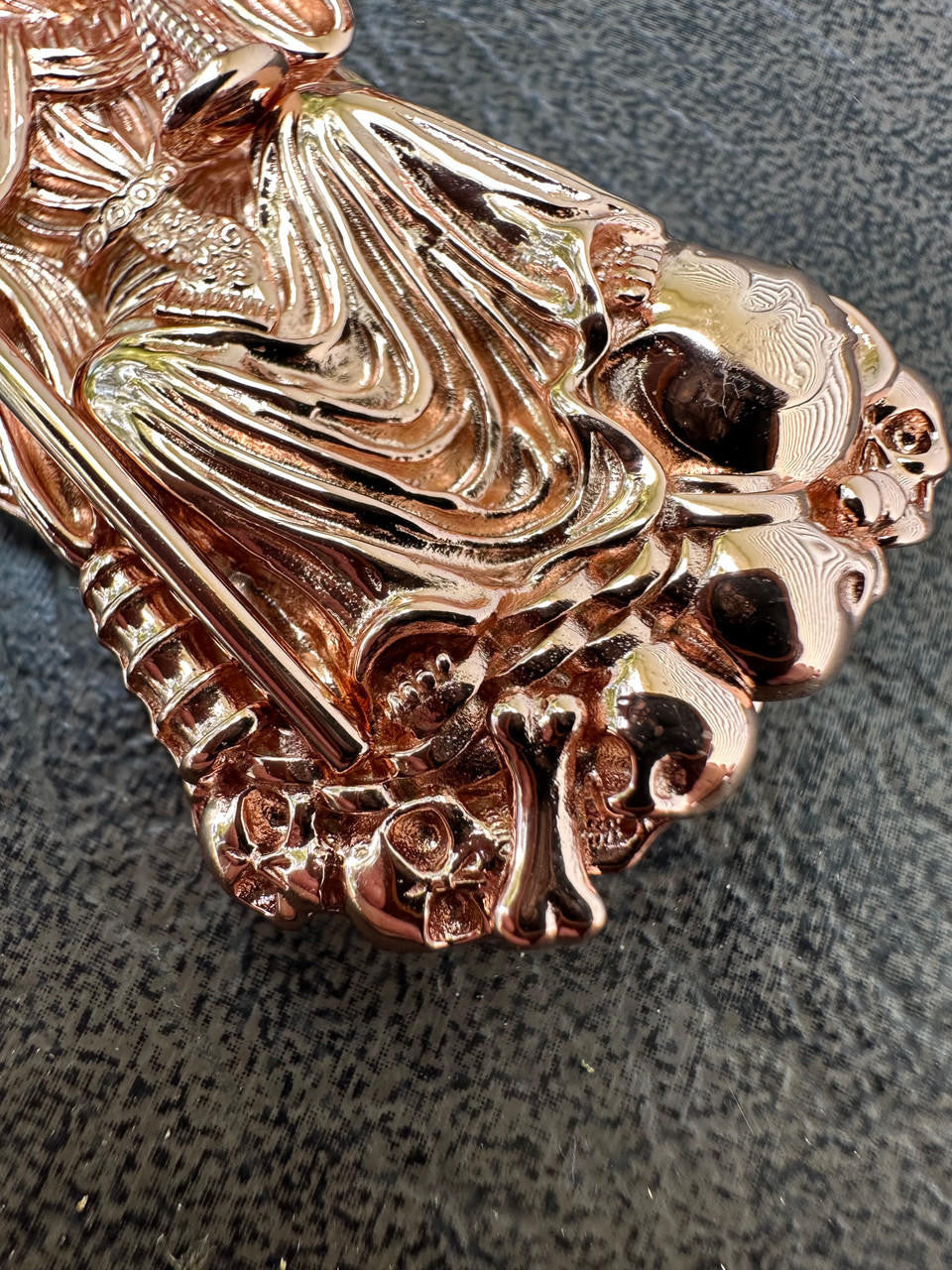 HarlemBling MOISSANITE Santa Muerte Grim Reaper Pendant 925 Silver / 14k Gold Rose Necklace