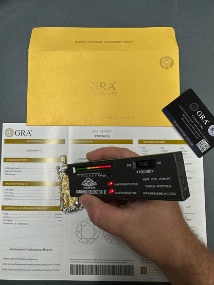 HarlemBling MOISSANITE Santa Muerte Grim Reaper Pendant 925 Silver / 14k Gold Rose Necklace