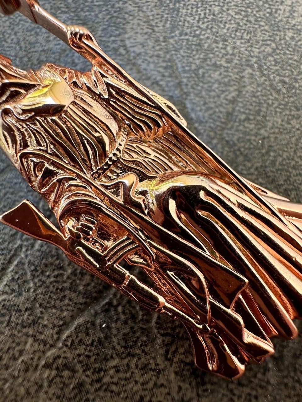 HarlemBling MOISSANITE Santa Muerte Grim Reaper Pendant Skull & AK47 Gun 925 Silver Necklace