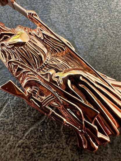 HarlemBling MOISSANITE Santa Muerte Grim Reaper Pendant Skull & AK47 Gun 925 Silver Necklace