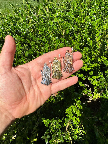 HarlemBling MOISSANITE Santa Muerte Grim Reaper Pendant Skull & AK47 Gun 925 Silver Necklace