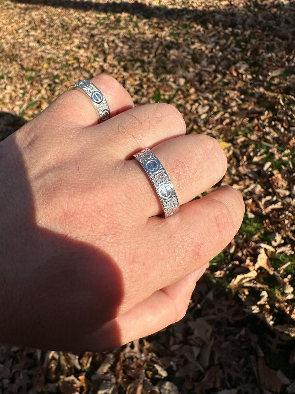 HarlemBling Moissanite "Screw" Eternity Band Wedding Love Ring Real Iced 925 Silver 5mm