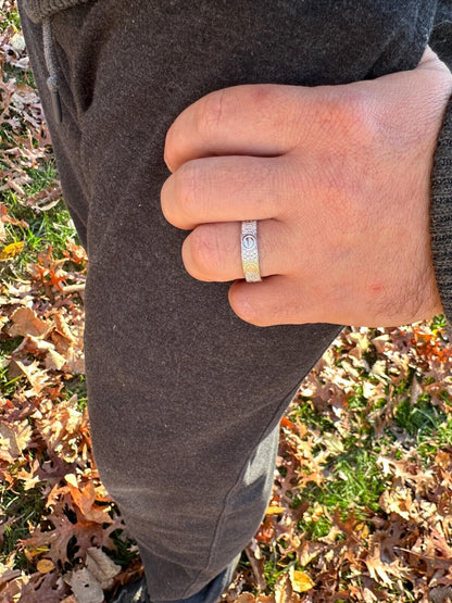 HarlemBling Moissanite "Screw" Eternity Band Wedding Love Ring Real Iced 925 Silver 5mm