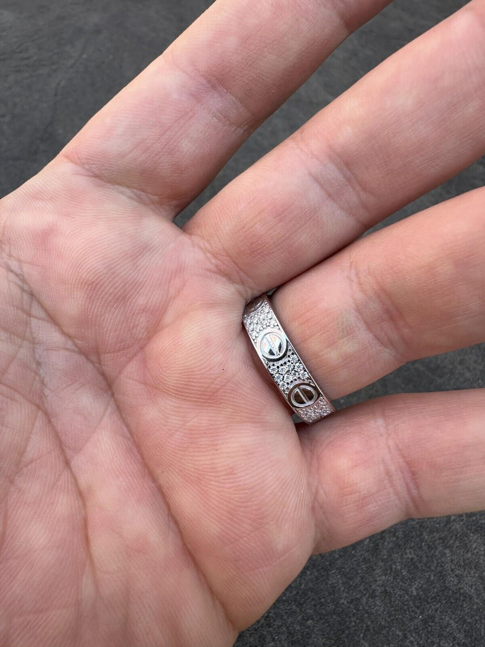 HarlemBling Moissanite "Screw" Eternity Band Wedding Love Ring Real Iced 925 Silver 5mm