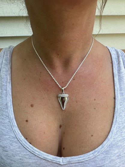 HarlemBling MOISSANITE Shark Tooth Iced Pendant 925 Silver / Gold Plated Hip Hop Necklace