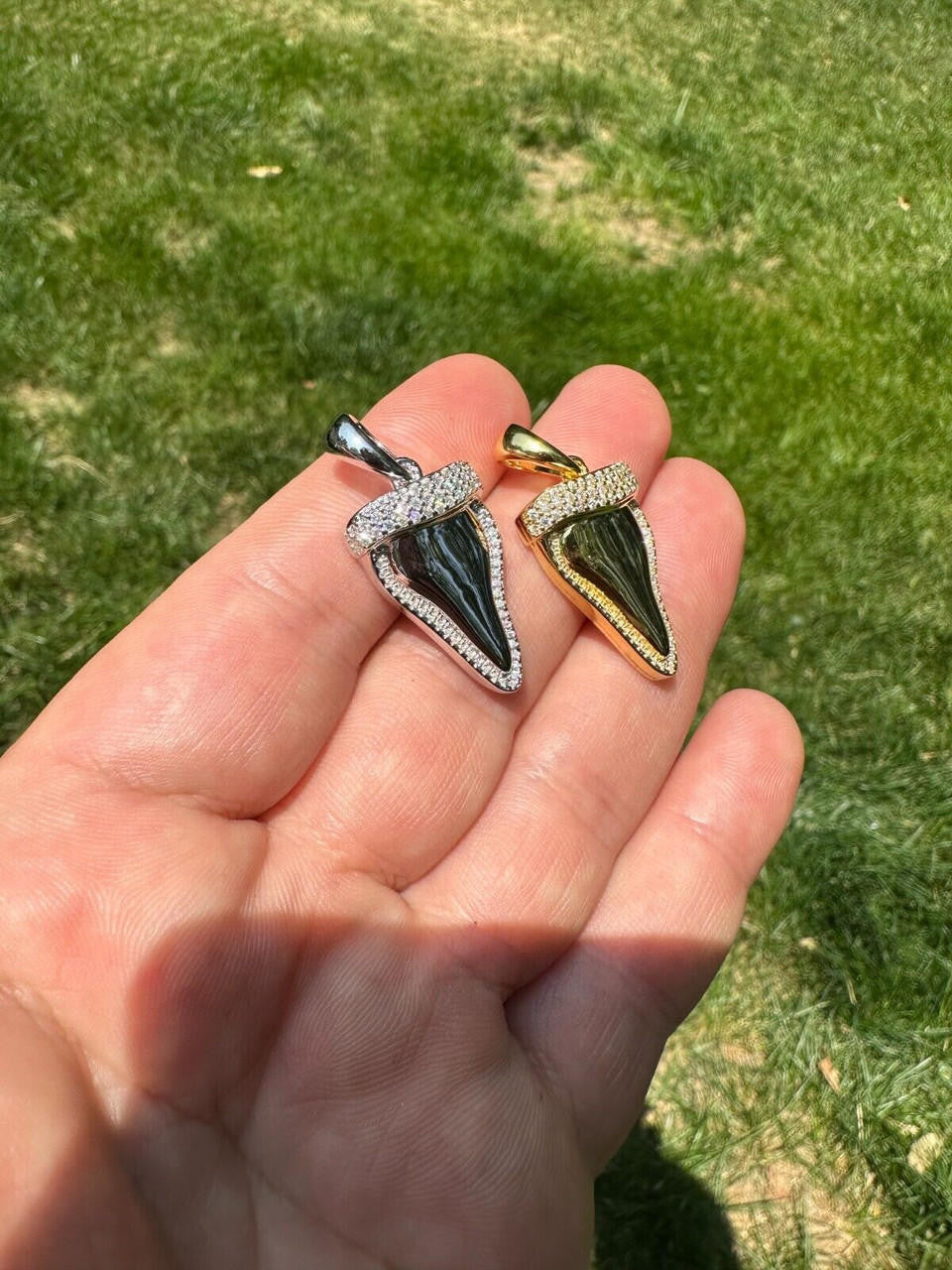 HarlemBling MOISSANITE Shark Tooth Iced Pendant 925 Silver / Gold Plated Hip Hop Necklace