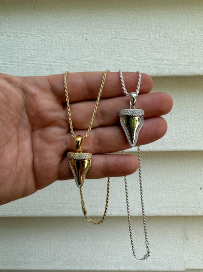HarlemBling MOISSANITE Shark Tooth Iced Pendant 925 Silver / Gold Plated Hip Hop Necklace
