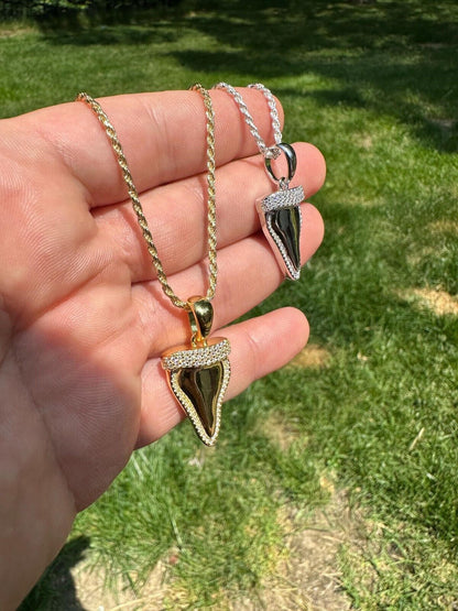 HarlemBling MOISSANITE Shark Tooth Iced Pendant 925 Silver / Gold Plated Hip Hop Necklace