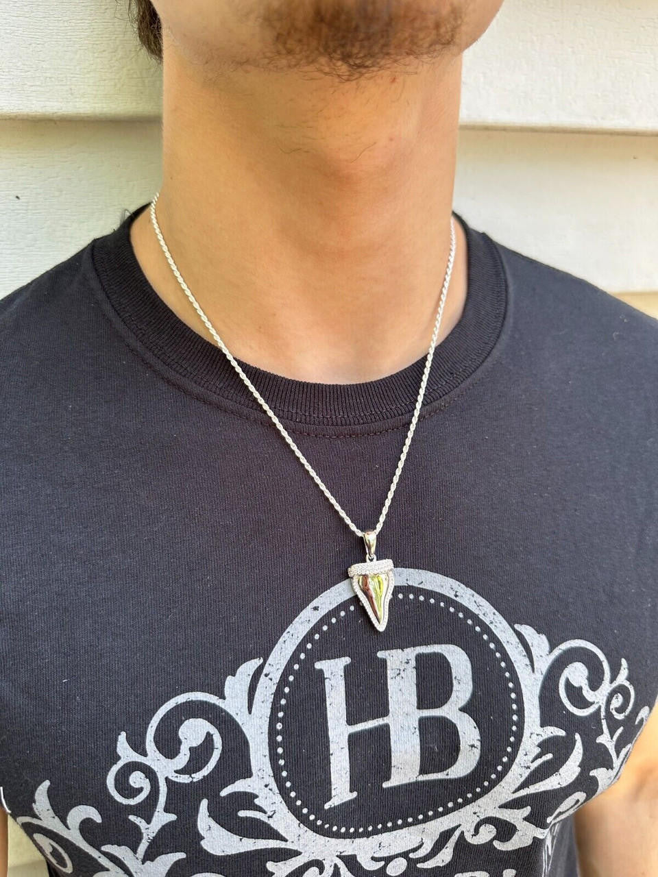 HarlemBling MOISSANITE Shark Tooth Iced Pendant 925 Silver / Gold Plated Hip Hop Necklace