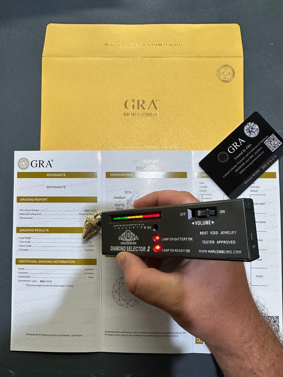 HarlemBling MOISSANITE Shark Tooth Iced Pendant 925 Silver / Gold Plated Hip Hop Necklace