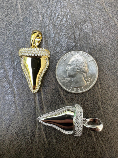 HarlemBling MOISSANITE Shark Tooth Iced Pendant 925 Silver / Gold Plated Hip Hop Necklace