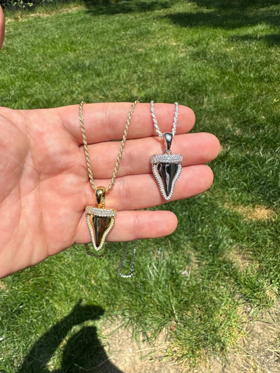 HarlemBling MOISSANITE Shark Tooth Iced Pendant 925 Silver / Gold Plated Hip Hop Necklace