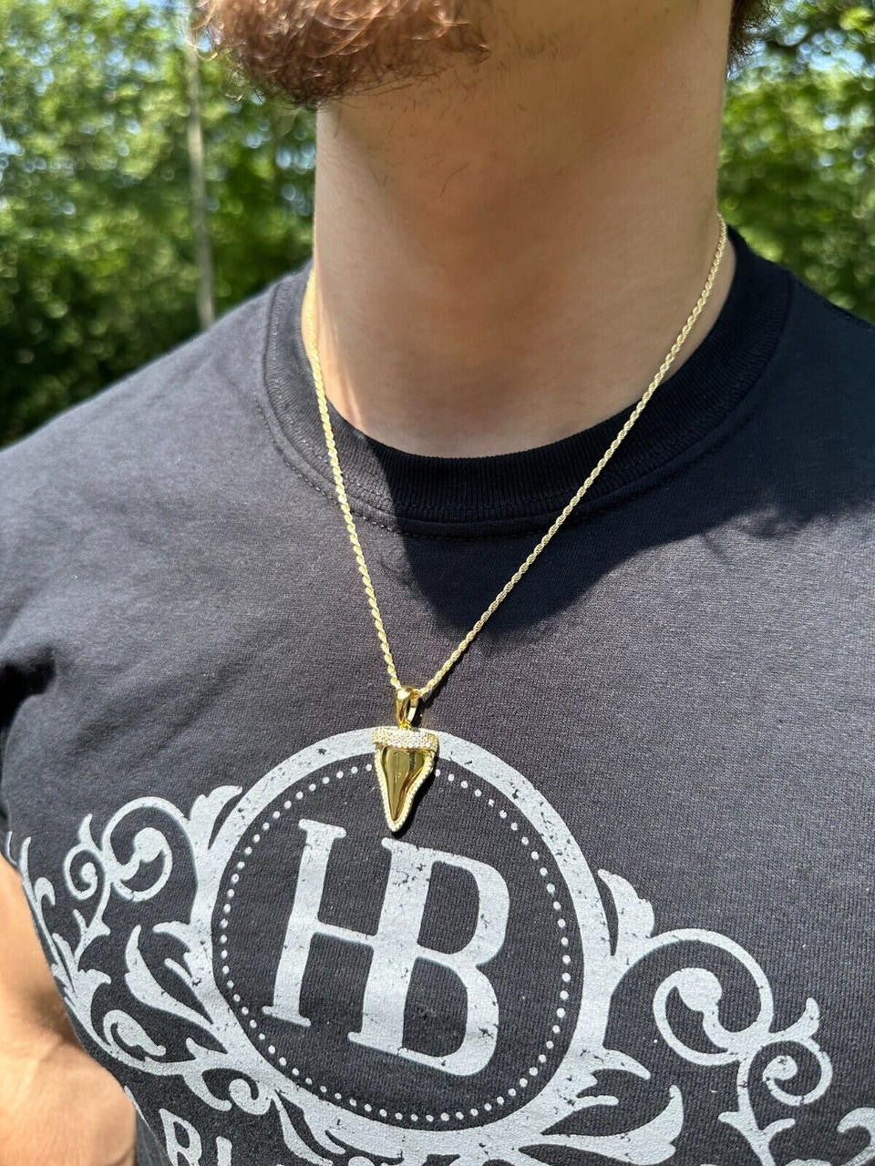 HarlemBling MOISSANITE Shark Tooth Iced Pendant 925 Silver / Gold Plated Hip Hop Necklace