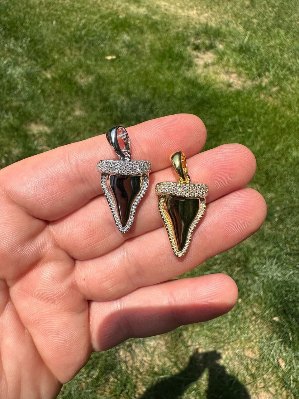 HarlemBling MOISSANITE Shark Tooth Iced Pendant 925 Silver / Gold Plated Hip Hop Necklace