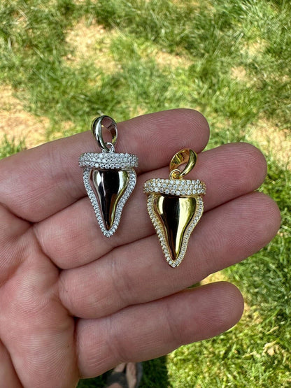 HarlemBling MOISSANITE Shark Tooth Iced Pendant 925 Silver / Gold Plated Hip Hop Necklace