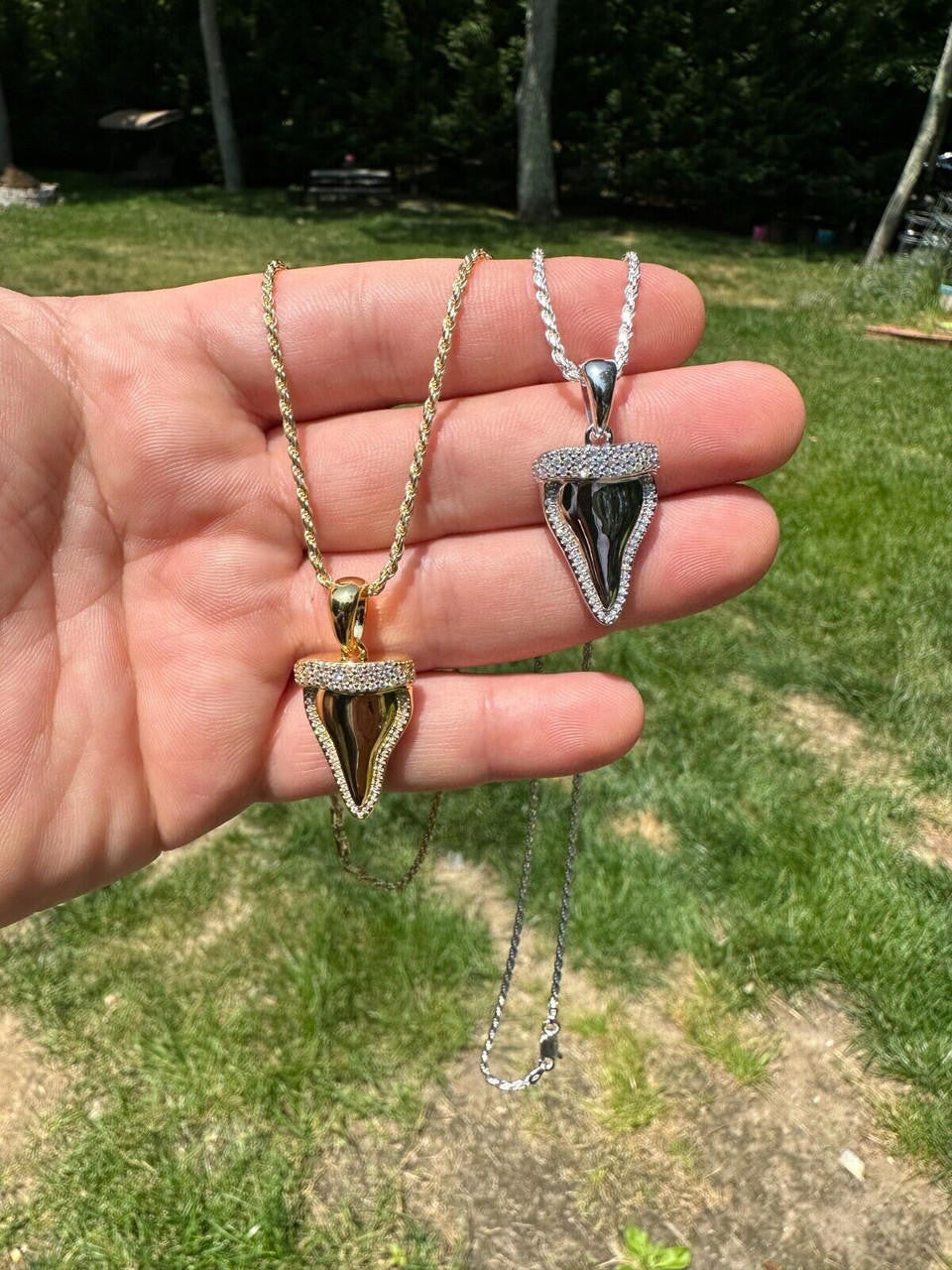 HarlemBling MOISSANITE Shark Tooth Iced Pendant 925 Silver / Gold Plated Hip Hop Necklace