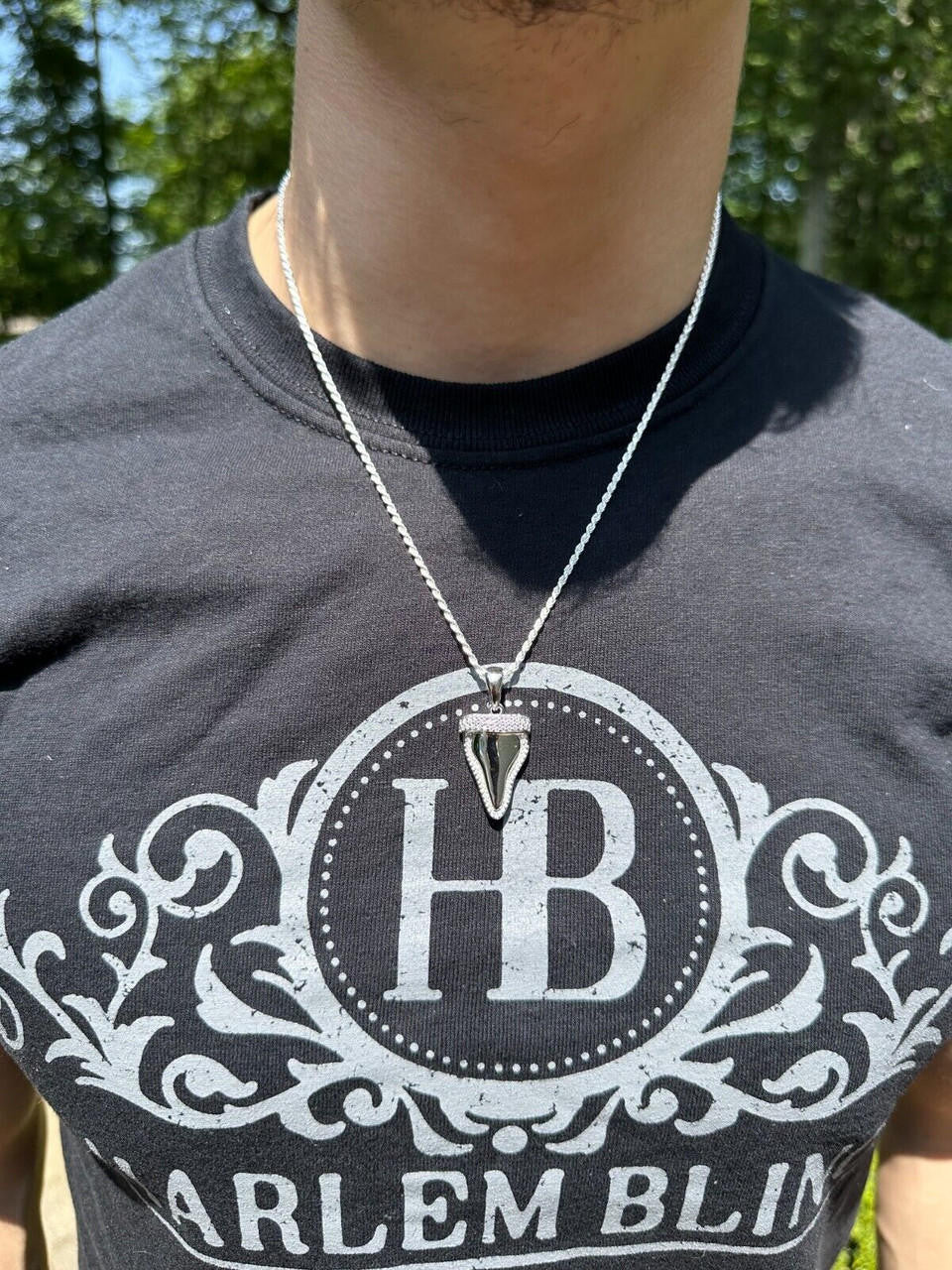 HarlemBling MOISSANITE Shark Tooth Iced Pendant 925 Silver / Gold Plated Hip Hop Necklace