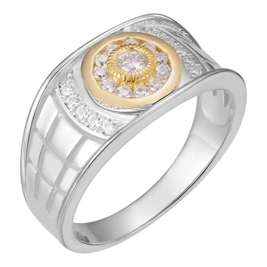 HarlemBling MOISSANITE Simple Ring Harlembling Classic Since 2015 - 925 Silver Two Tone W. Gold