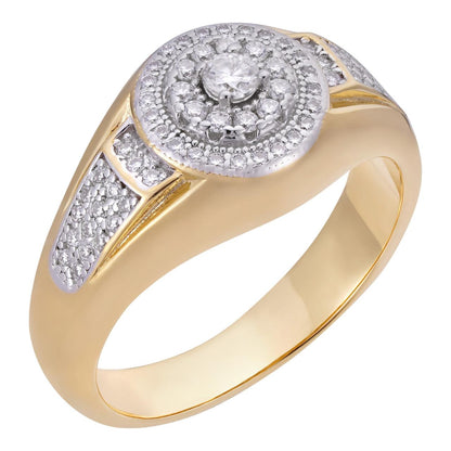 HarlemBling MOISSANITE Small Classic Micropave Round Cluster Ring - 14k Gold Vermeil 925 Silver