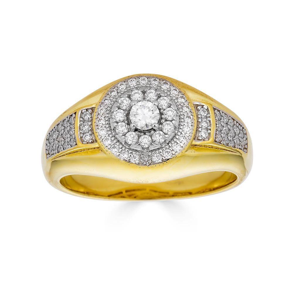 HarlemBling MOISSANITE Small Classic Micropave Round Cluster Ring - 14k Gold Vermeil 925 Silver