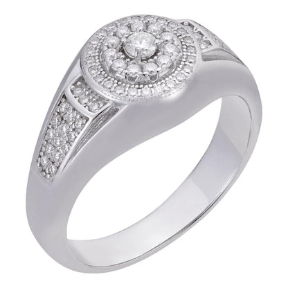 HarlemBling MOISSANITE Small Classic Micropave Round Cluster Ring - 925 Silver