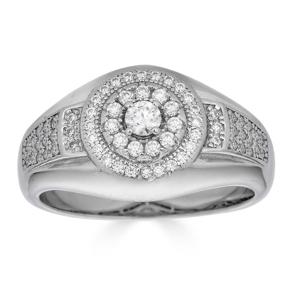 HarlemBling MOISSANITE Small Classic Micropave Round Cluster Ring - 925 Silver