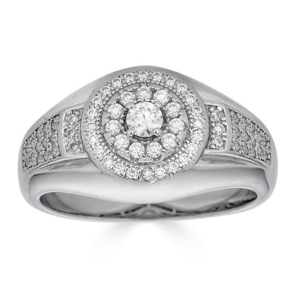 HarlemBling MOISSANITE Small Classic Micropave Round Cluster Ring - 925 Silver