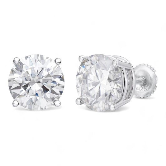 HarlemBling MOISSANITE Solitaire Stud Earrings - 925 Silver - 10mm - 8ct