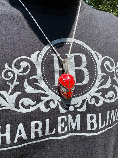 HarlemBling MOISSANITE Spider-Man Mask Real 925 Silver/Gold Plated Iced Pendant Out Necklace