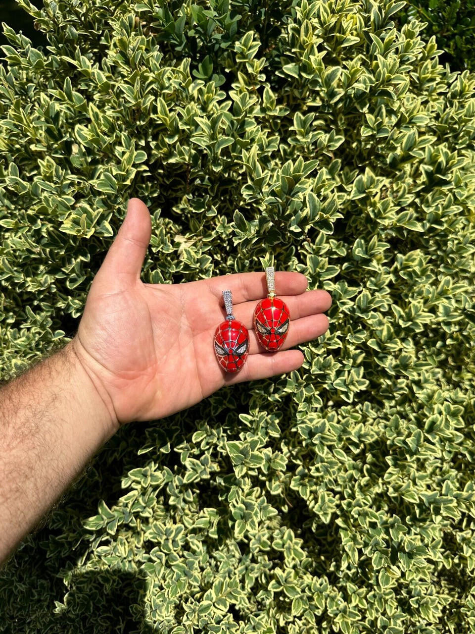 HarlemBling MOISSANITE Spider-Man Mask Real 925 Silver/Gold Plated Iced Pendant Out Necklace