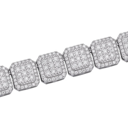 HarlemBling MOISSANITE Square Big Boy Link Chain Necklace Iced Out -  925 Silver - 11mm - 18-30"