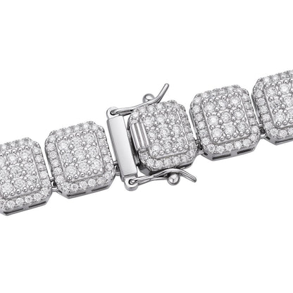 HarlemBling MOISSANITE Square Big Boy Link Chain Necklace Iced Out -  925 Silver - 11mm - 18-30"