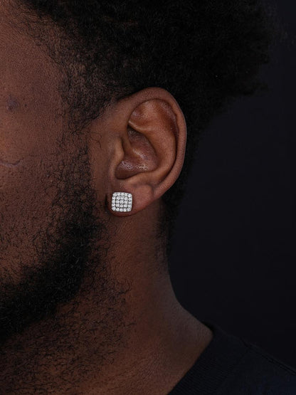 HarlemBling MOISSANITE Square Everyday Bling Earrings - 14k Gold Vermeil 925 Silver - 8.5mm