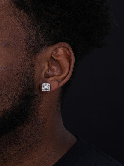 HarlemBling MOISSANITE Square Everyday Bling Earrings - 925 Silver - 8.5mm