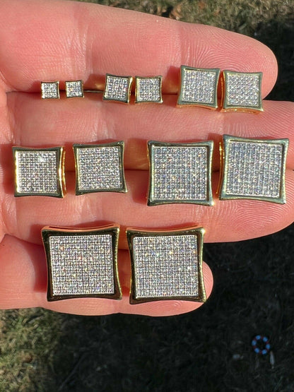 HarlemBling Moissanite Square Kite Earrings Passes Diamond Tester 4mm-18mm 14k Gold Vermeil