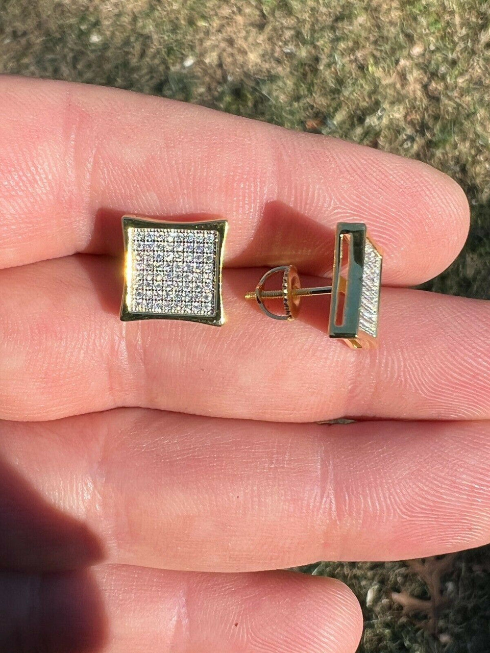 HarlemBling Moissanite Square Kite Earrings Passes Diamond Tester 4mm-18mm 14k Gold Vermeil