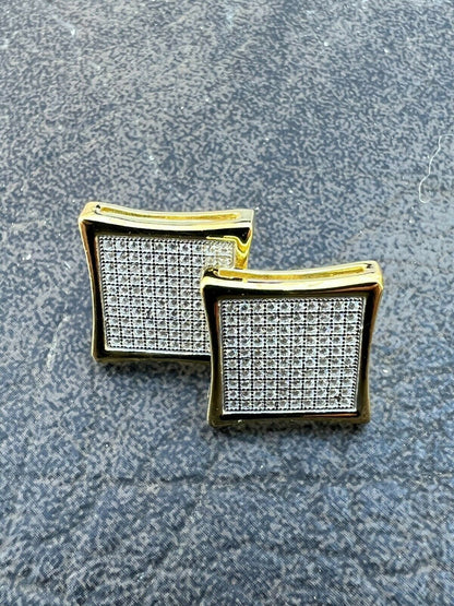 HarlemBling Moissanite Square Kite Earrings Passes Diamond Tester 4mm-18mm 14k Gold Vermeil