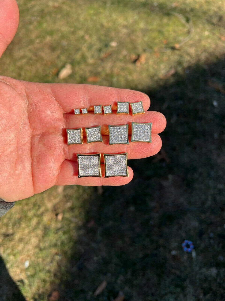 HarlemBling Moissanite Square Kite Earrings Passes Diamond Tester 4mm-18mm 14k Gold Vermeil