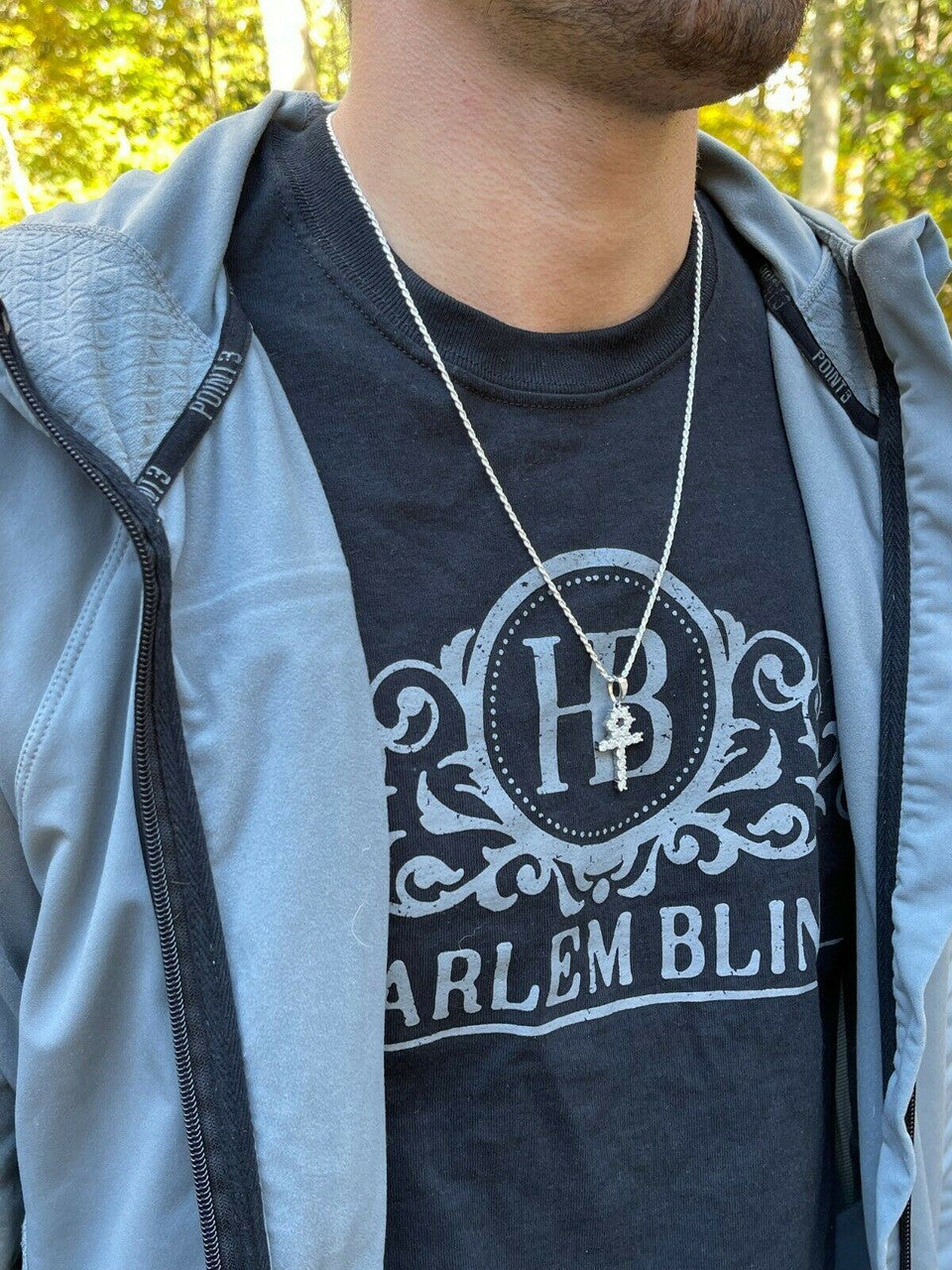 HarlemBling MOISSANITE Tennis Ankh Cross Pendant Iced Necklace Gold / Silver Diamond Test 