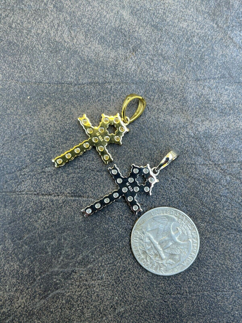 HarlemBling MOISSANITE Tennis Ankh Cross Pendant Iced Necklace Gold / Silver Diamond Test 