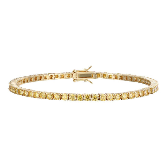 HarlemBling MOISSANITE Tennis Bracelet 14k Gold Plated 925 Silver Yellow Canary 3mm 6"-8.5"