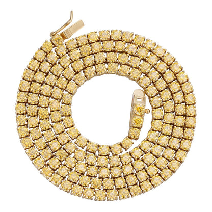HarlemBling MOISSANITE Tennis Chain 14k Gold Over 925 Silver Yellow Canary Necklace 3mm