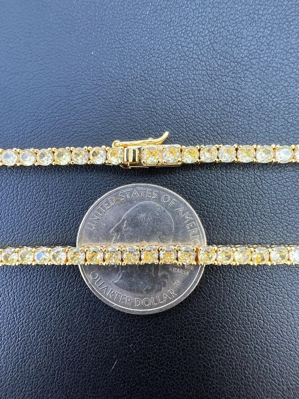 HarlemBling MOISSANITE Tennis Chain 14k Gold Over 925 Silver Yellow Canary Necklace 3mm