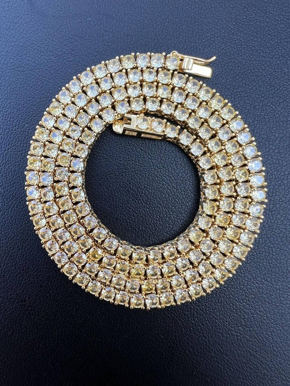 HarlemBling MOISSANITE Tennis Chain 14k Gold Over 925 Silver Yellow Canary Necklace 3mm