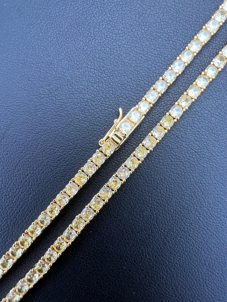 HarlemBling MOISSANITE Tennis Chain 14k Gold Over 925 Silver Yellow Canary Necklace 3mm