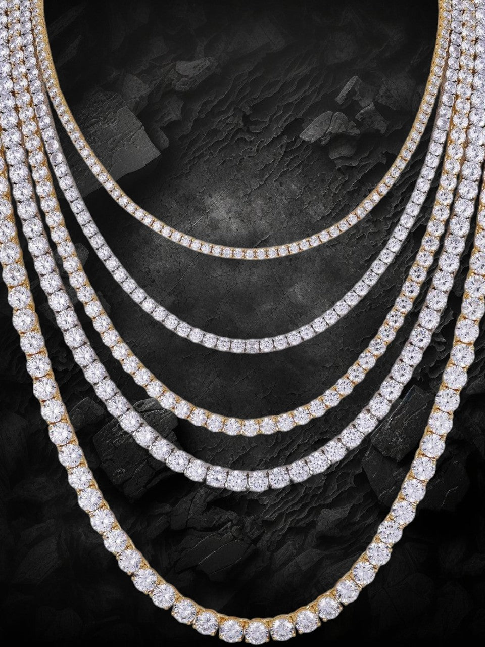 HarlemBling MOISSANITE #1 BESTSELLER Tennis Chain Necklace Iced Out - 14k Gold Vermeil, Rose Gold Vermeil Or 925 Silver - 3mm-7mm - 16-30"